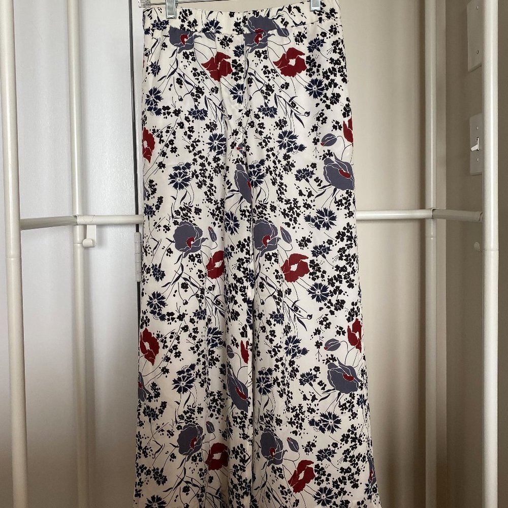Theory “Raoka Floral Silk Pants”